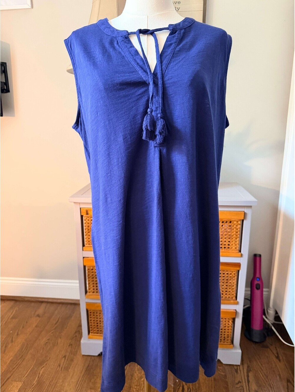 Vineyard Vines Women Navy Blue Surfside Beach Cover Up with Tassels Size Large